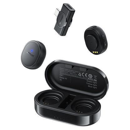 Lavalier Acefast R3, USB-C, Set 2 piezas, Negro