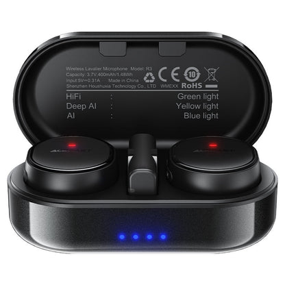 Lavalier Acefast R3, USB-C, Set 2 piezas, Negro