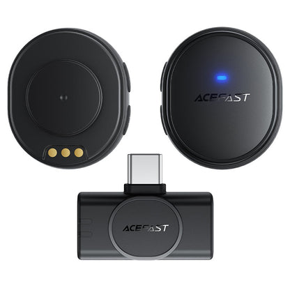 Lavalier Acefast R3, USB-C, Set 2 piezas, Negro