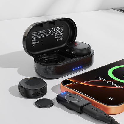 Lavalier Acefast R3, USB-C, Set 2 piezas, Negro