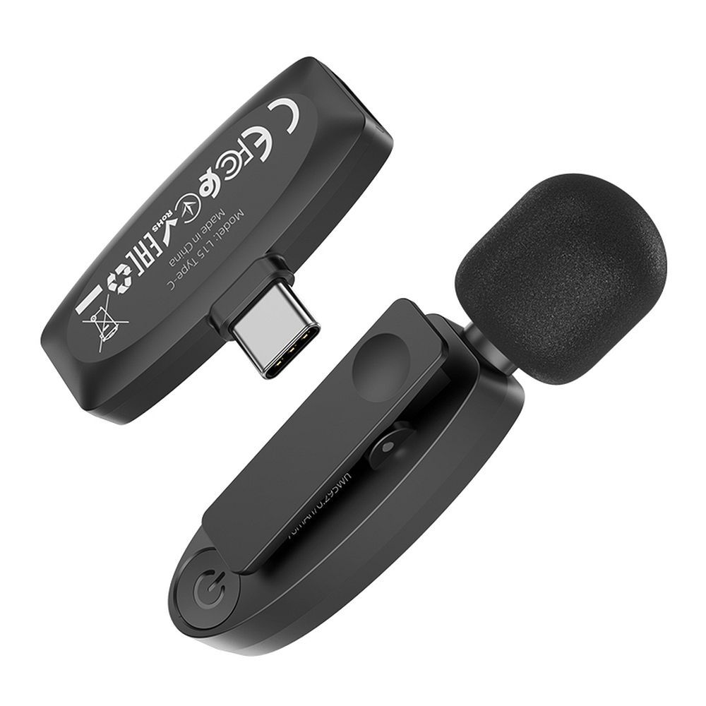 Lavalier Bluetooth HOCO L15, USB-C, Negro