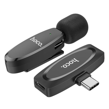 Lavalier Bluetooth HOCO L15, USB-C, Negro