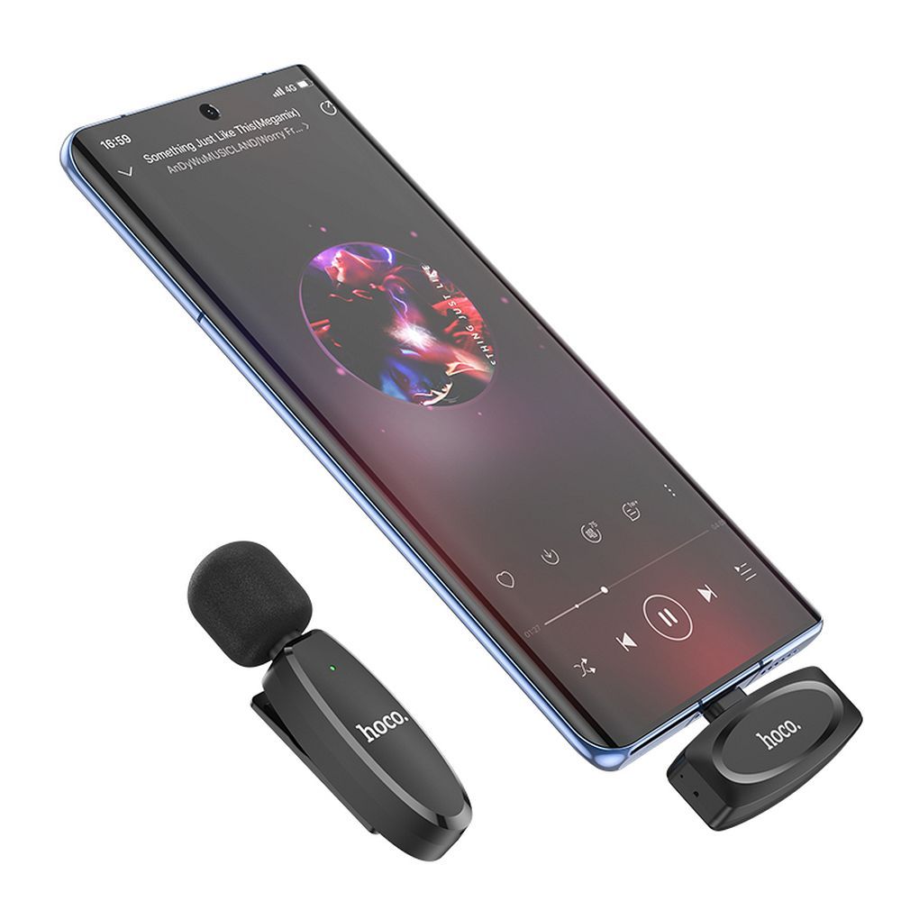 Lavalier Bluetooth HOCO L15, USB-C, Negro