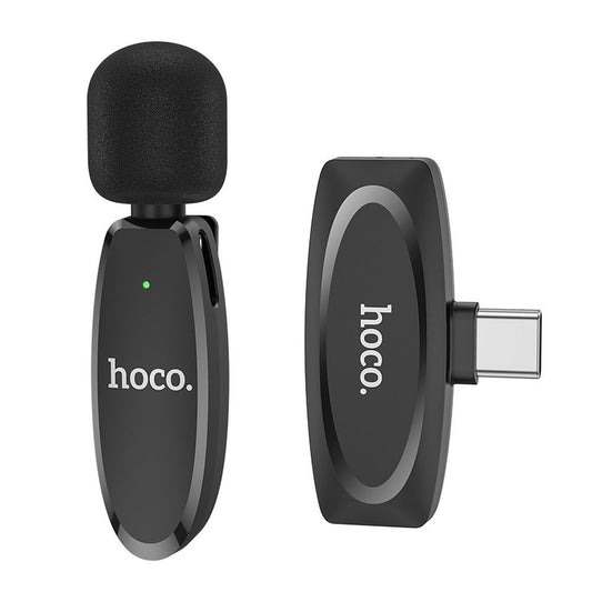 Lavalier Bluetooth HOCO L15, USB-C, Negro