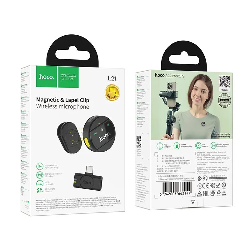 HOCO L21 Lavalier, USB-C, Black