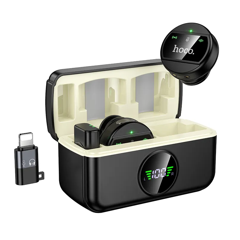 Lavalier HOCO L22, USB-C / Lightning, Set 2 piezas, Negro