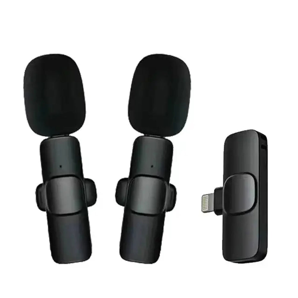Micrófono Lavalier Techsuit LW1, Lightning, Set de 2 piezas, Negro