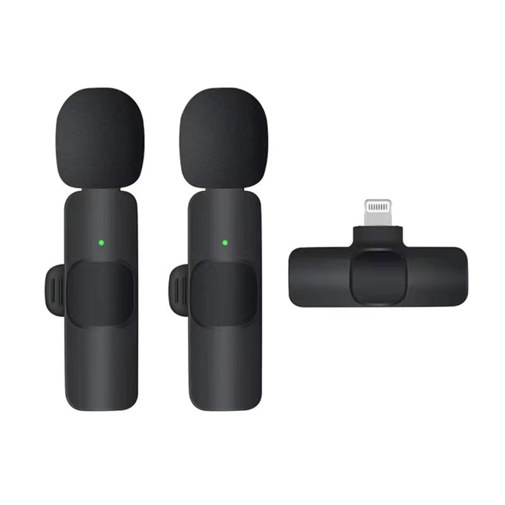 Micrófono Lavalier Techsuit LW1, Lightning, Set de 2 piezas, Negro