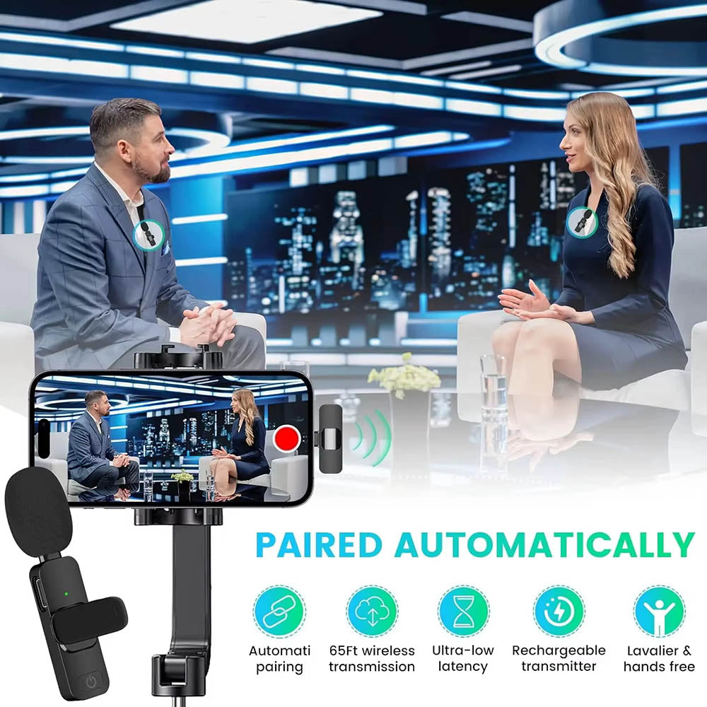 Lavalier Techsuit LW2, USB-C, Set de 2 piezas, Negra