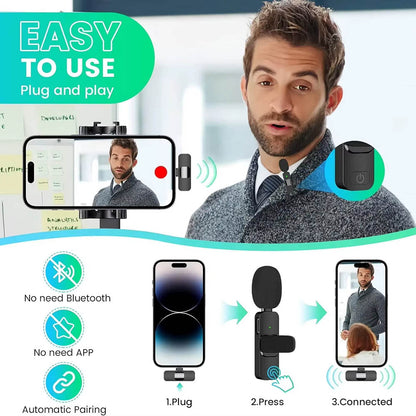 Lavalier Techsuit LW2, USB-C, Set de 2 piezas, Negra