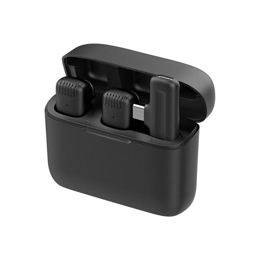 Lavalier Techsuit LW4, USB-C, Set de 2 piezas, Negra