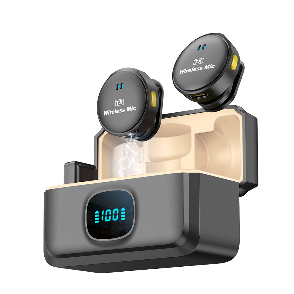 Lavalier Techsuit LW5, USB-C, Set 2 piezas, Negro