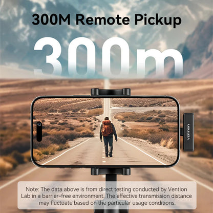 Lavalier Vention Clip-On, USB-C, Set 2 piezas, Negro