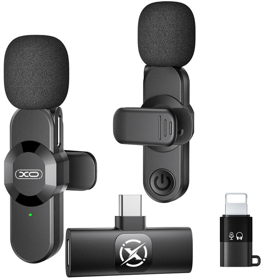 Lavaliera XO Design MC14 Dual, USB-C / Lightning, Set de 2 piezas, Negra