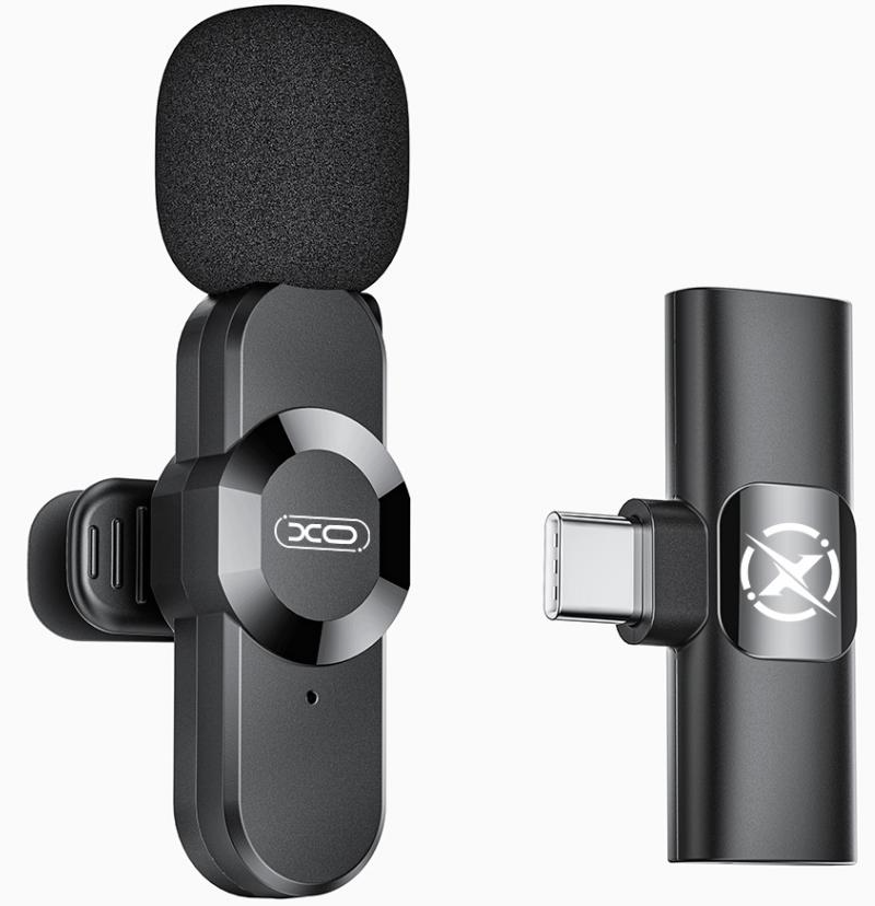 Lavaliera XO Design MC14 Dual, USB-C / Lightning, Set de 2 piezas, Negra
