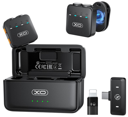 Lavaliera XO Design MC15 Dual, USB-C / Lightning, Set de 2 piezas, Negra