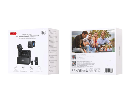 Lavaliera XO Design MC15 Dual, USB-C / Lightning, Set de 2 piezas, Negra