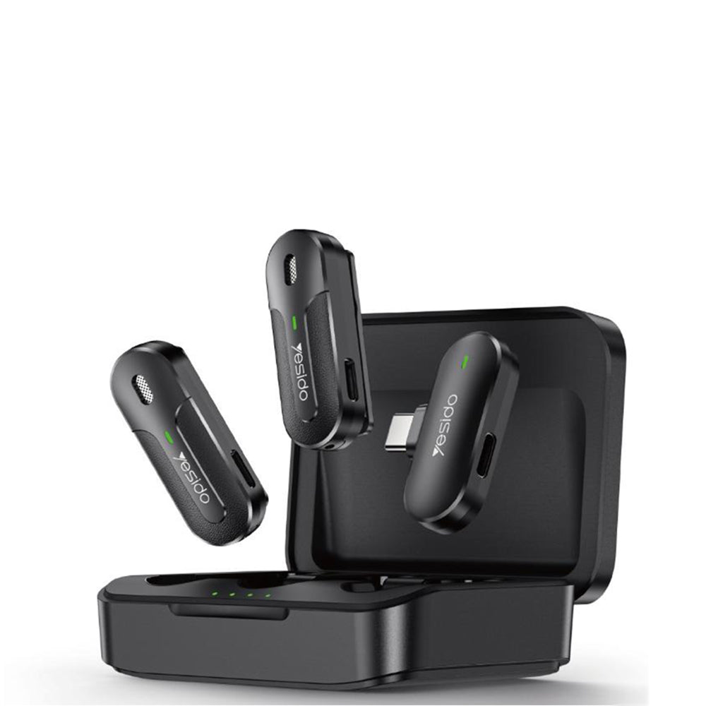 Lavalier Yesido KR17, USB-C, Set 2 piezas, Negro
