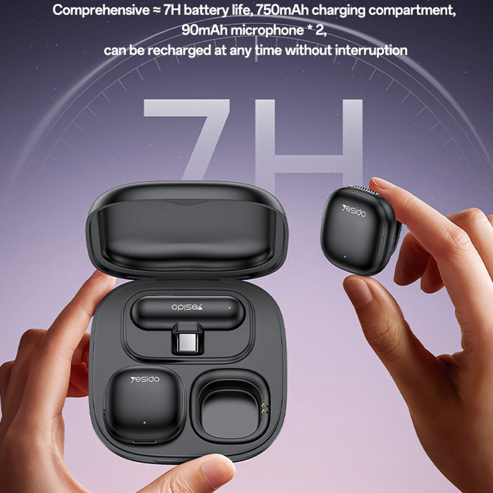 Lavalier Yesido KR21, USB-C, Set 2 piezas, Negro