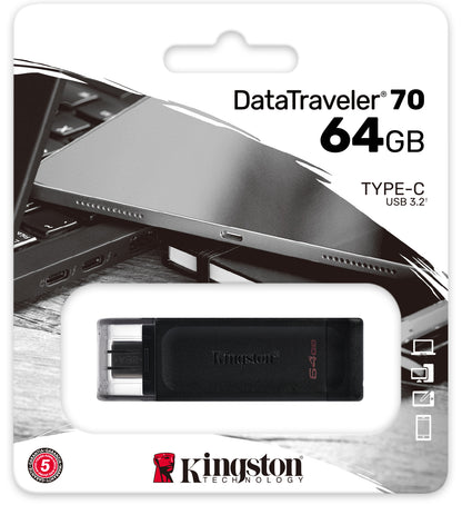 Kingston DT70, 64Gb DT70/64GB USB-C Memoria Externa