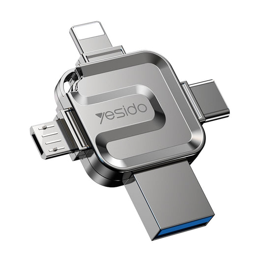 Memoria Externa USB-A 3.0 / Lightning / USB-C / microUSB Yesido FL15, 128Gb