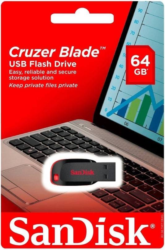 Memoria Externa USB-A SanDisk Cruzer Blade, 64Gb SDCZ50-064G-B35