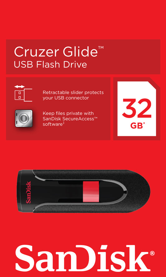 Memoria Externa USB-A SanDisk Cruzer Glide, 32Gb SDCZ60-032G-B35