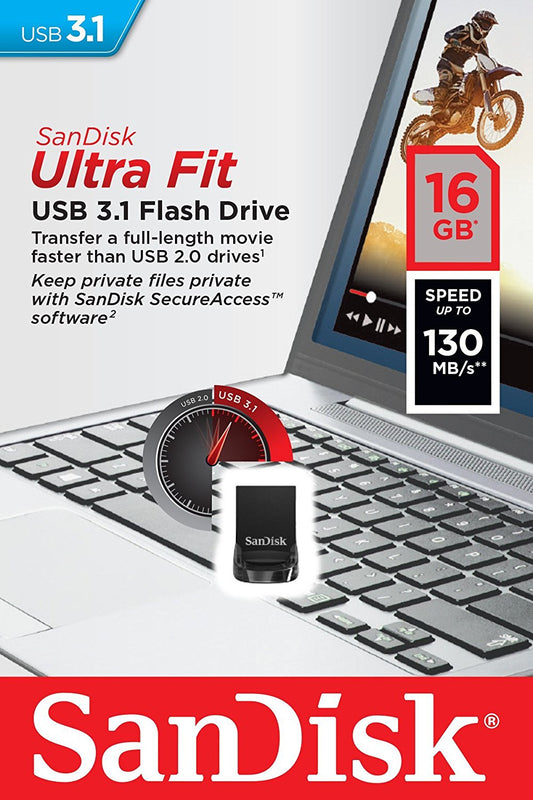 Memoria Externa USB-A 3.1 SanDisk Ultra Fit, 16Gb SDCZ430-016G-G46