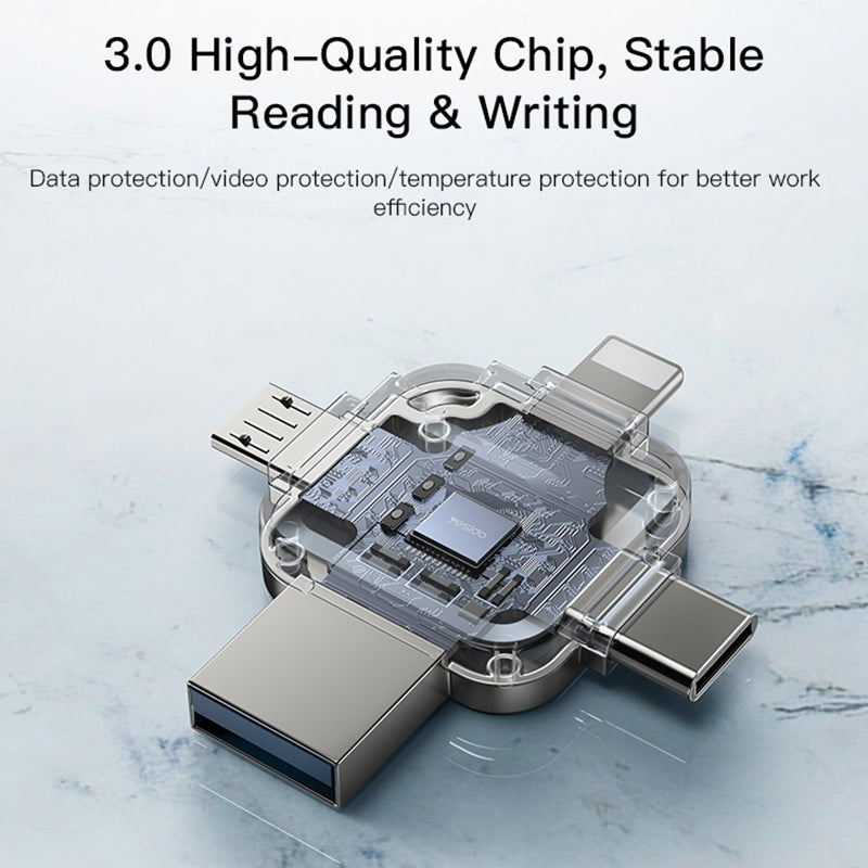 Memoria Externa USB-A 3.0 / Lightning / USB-C / microUSB Yesido FL15, 64Gb
