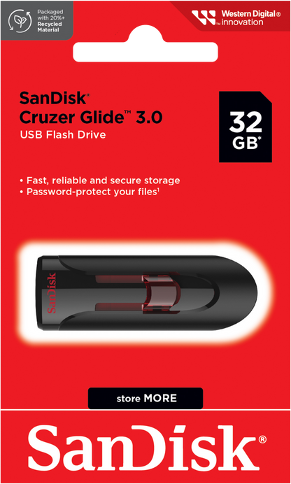 Memoria Externa USB-A 3.0 SanDisk Cruzer Glide, 32Gb SDCZ600-032G-G35