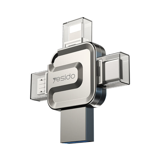 Memoria Externa USB-A 3.0 / Lightning / USB-C / microUSB Yesido FL15, 64Gb