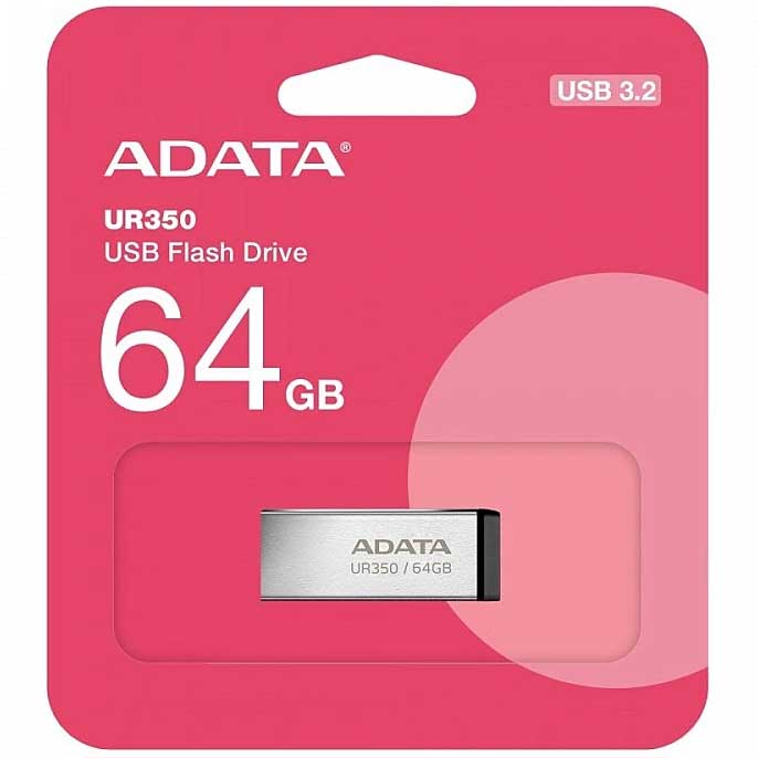 Memoria externa USB-A 3.2 Adata UR350, 64Gb UR350-64G-RSR/BK 