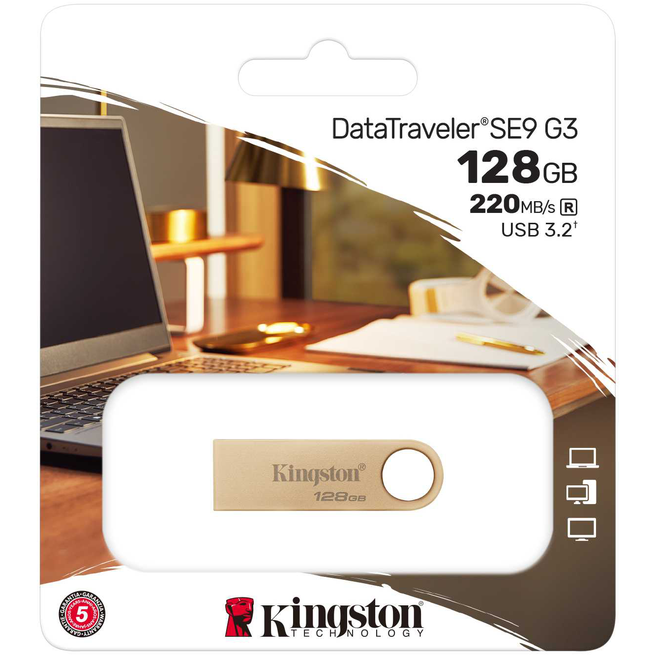 Memoria externa USB-A 3.2 Kingston DT SE9 G3, 128Gb DTSE9G3/128GB 