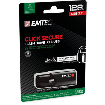 Memoria externa USB-A 3.2 Emtec B120 Click Secure, 128Gb ECMMD128GB123