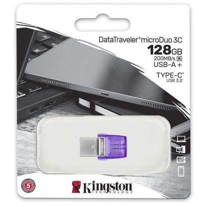 Memoria externa USB-A 3.2 / USB-C Kingston microDuo 3C, 128Gb DTDUO3CG3/128GB 