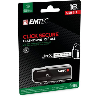 Memoria externa USB-A 3.2 Emtec B120 Click Secure, 16Gb ECMMD16GB123