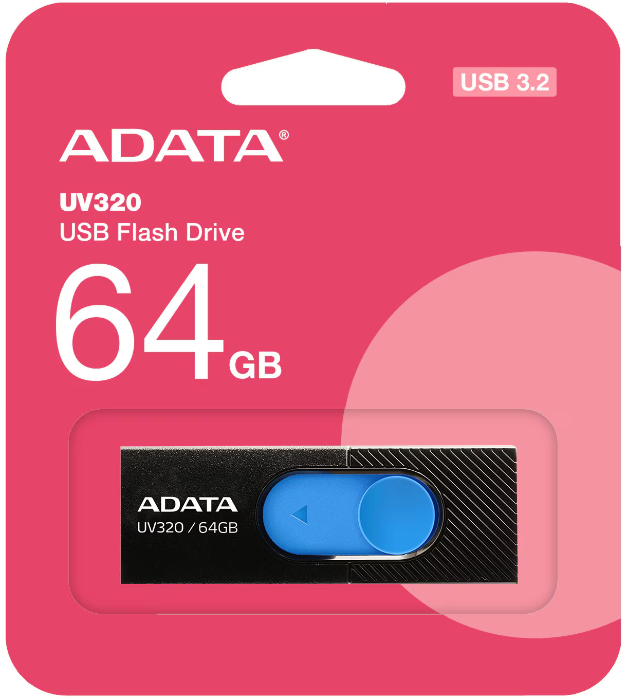 Memoria Externa USB-A 3.2 Adata UV320, 64Gb AUV320-64G-RBKBL