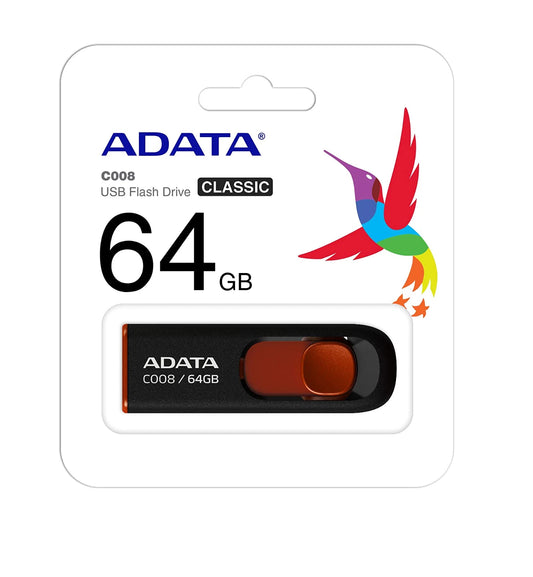 Memoria Externa USB-A Adata C008, 64Gb AC008-64G-RKD