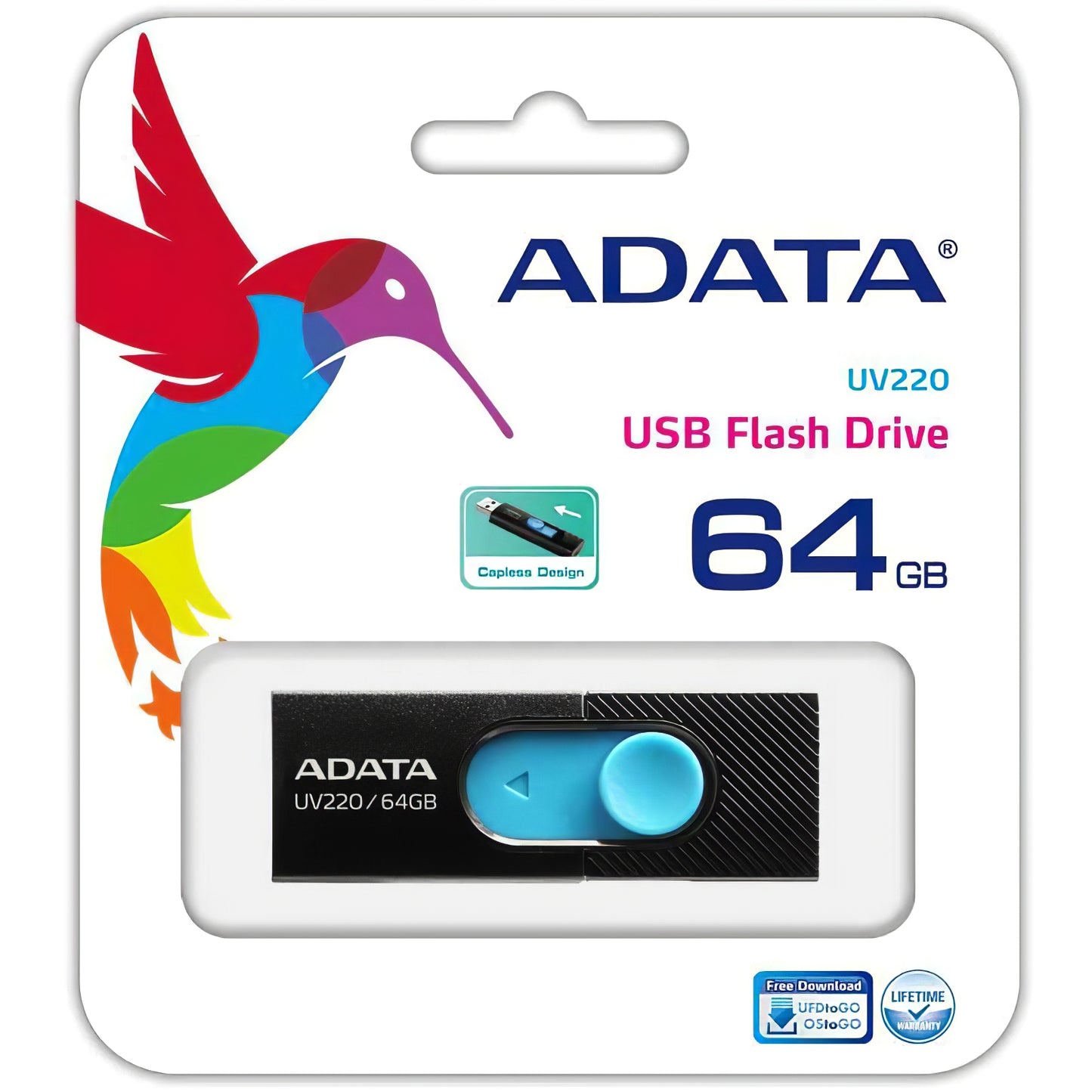 Memoria externa USB-A Adata UV220, 64Gb AUV220-64G-RBKBL 