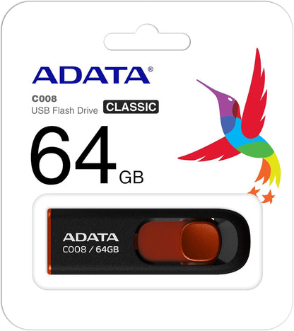 Memoria Externa USB-A Adata C008, 64Gb AC008-64G-RKD