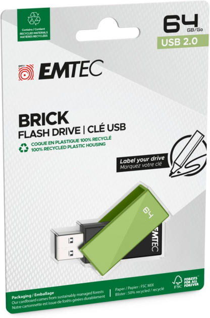 Memoria Externa USB-A Emtec C350 Brick, 64Gb ECMMD64GC352