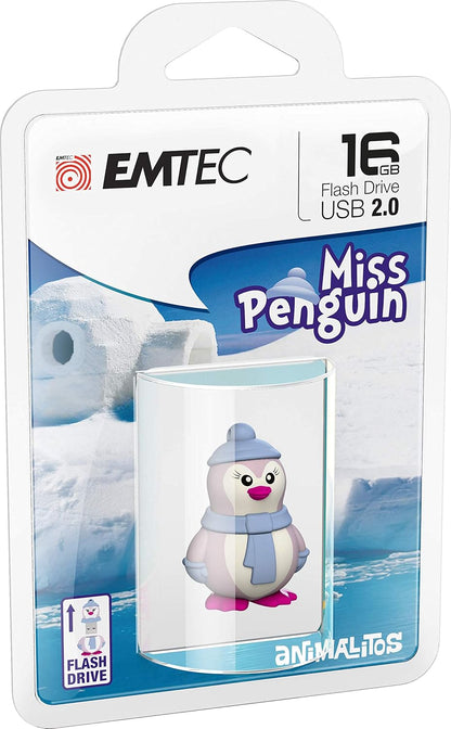 Memoria Externa USB-A Emtec M336 Miss Penguin, 16Gb ECMMD16GM336