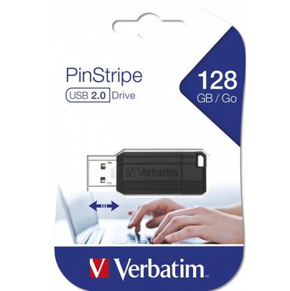 Memoria externa USB-A Verbatim PenDrive Pinstripe, 128Gb
