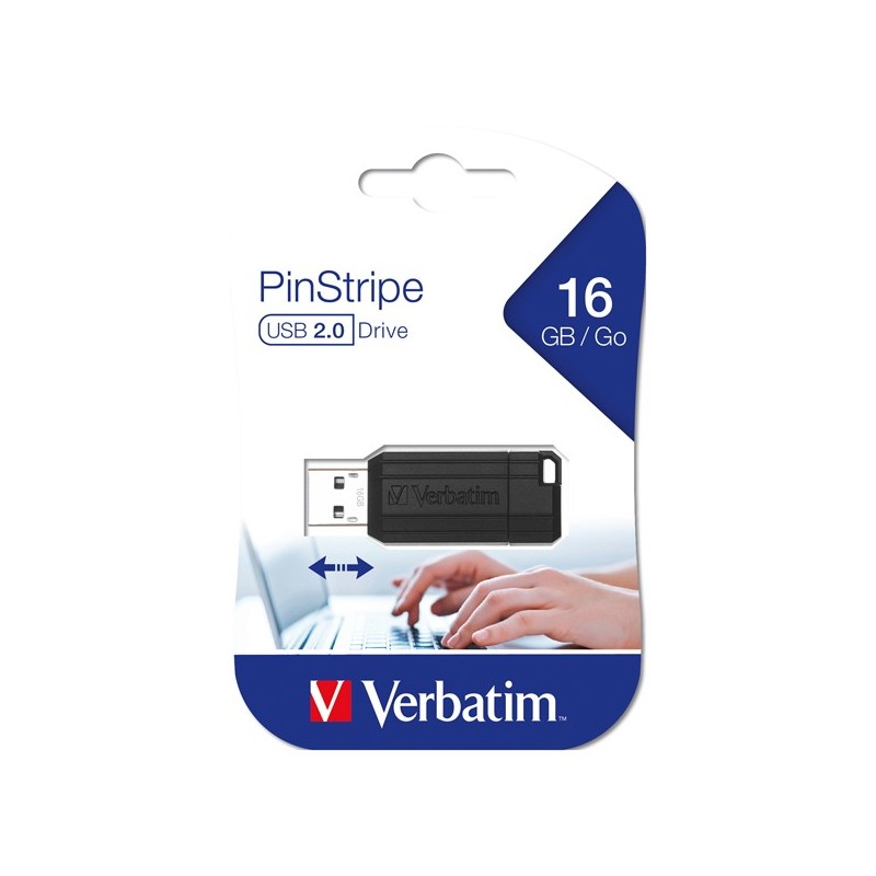 Memoria Externa USB-A Verbatim PenDrive Pinstripe, 16Gb