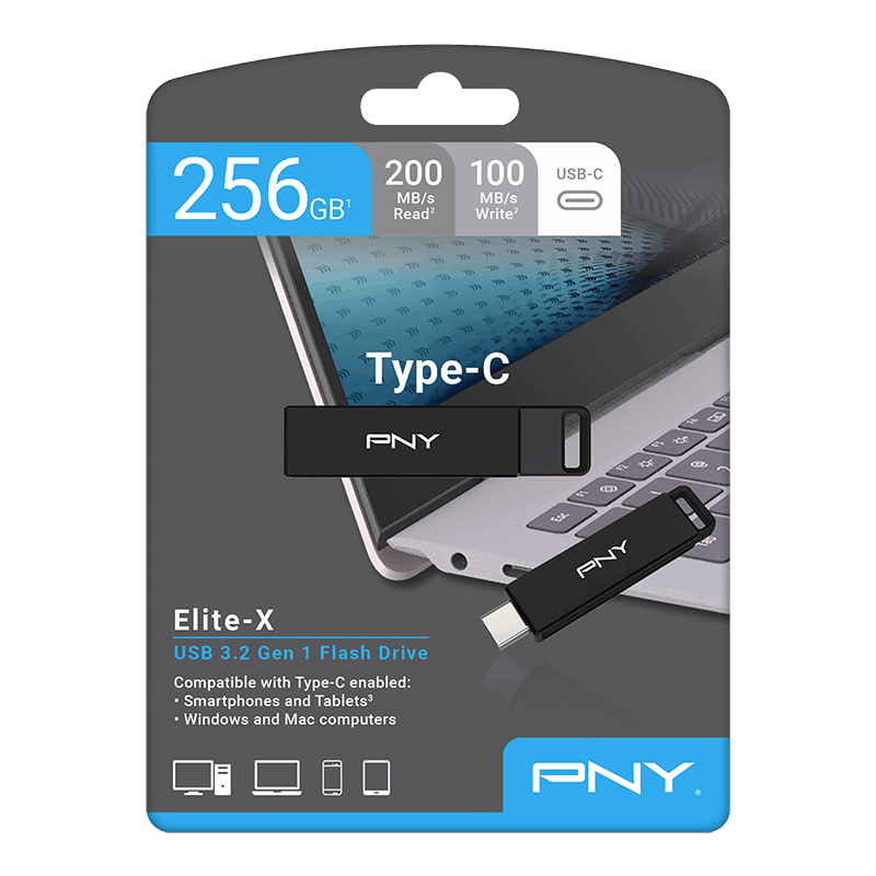 Memoria Externa USB-C PNY PenDrive Elite X, 64Gb P-FDI64GELTXC-GE