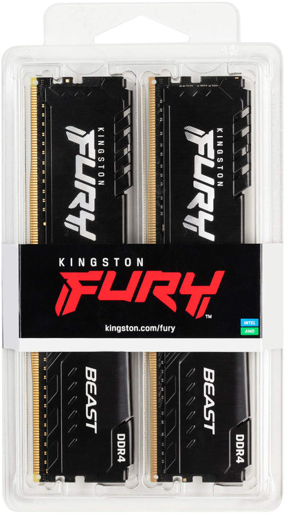 Memoria RAM Kingston Fury Beast, DDR4, 2 x 16GB, 3200MHz KF432C16BBK2/32