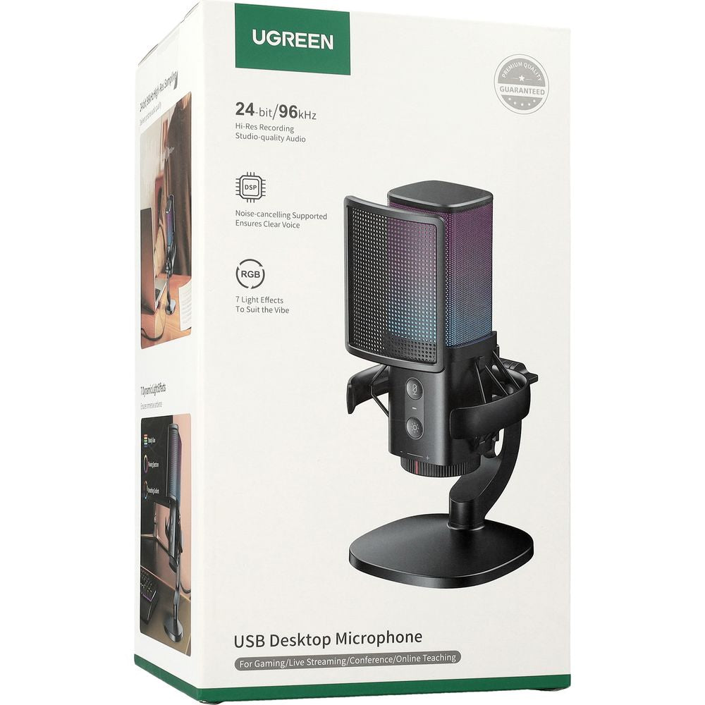 Micrófono Cardioide UGREEN CM581 (65629), RGB, USB-C, 1.5m, Negro