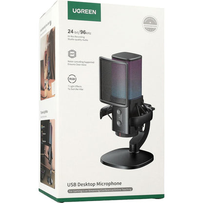 Micrófono Cardioide UGREEN CM581 (65629), RGB, USB-C, 1.5m, Negro