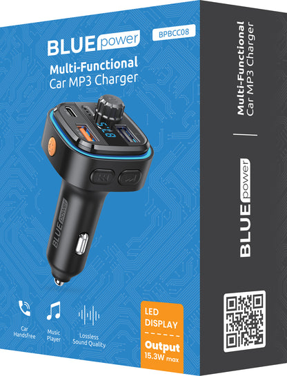 Blue Power Modulador FM Bluetooth BPBCC08, 2 x USB-A - 1 x USB-C