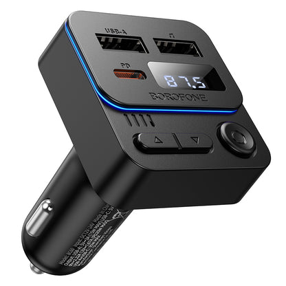Modulador FM Bluetooth Borofone BC60 Hero, 2 x USB-A - 1 x USB-C